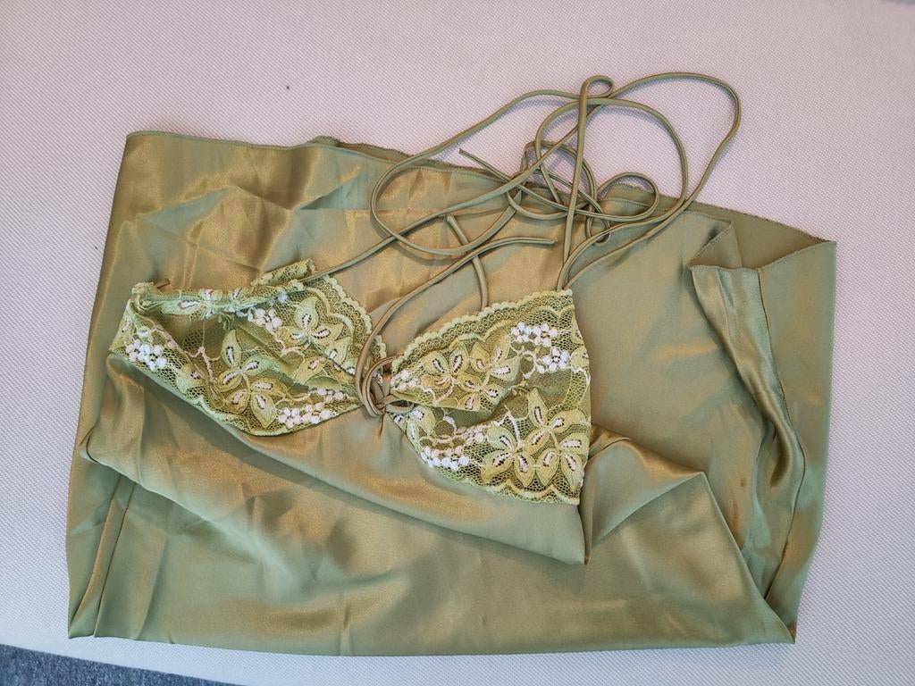 Lingerie Harmonie Setje: Groen Satijn & Kant, Kleding | Dames, Ondergoed en Lingerie, Lingerie Harmonie, Ophalen of Verzenden