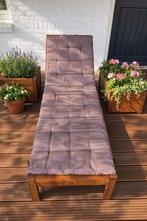 Hardhouten ligbed verstelbaar zonnebed met wielen, Ophalen, Gebruikt, Hout, Verstelbaar