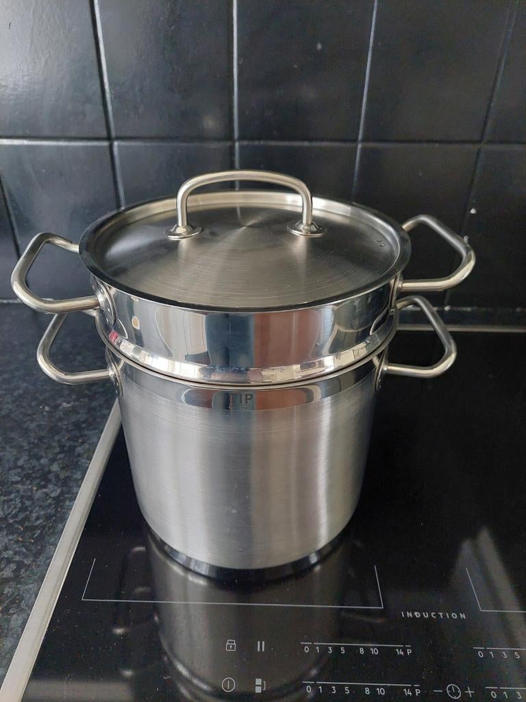 Aspergepan /Soeppan/ Stoompan met uitneembare binnenpan, Kookpan of Snelkookpan, Ophalen of Verzenden, Zo goed als nieuw, Rvs