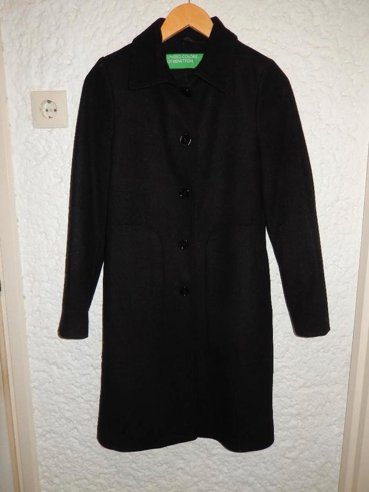jas mt38 zwart Benetton gevoerd zakken klassiek model NIEUW, Kleding | Dames, Jassen | Winter, Nieuw, Maat 38/40 (M), Zwart, Ophalen of Verzenden