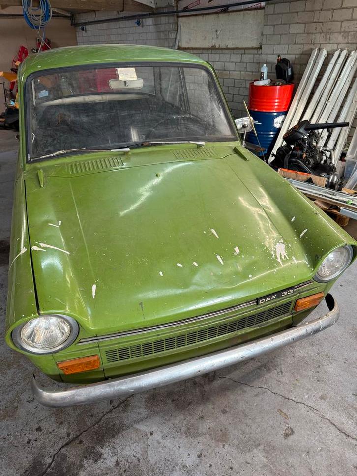 DAF 33 (standard) 1974, Auto's, Oldtimers, Particulier, Daf, Benzine, Sedan, Automaat, Groen, Zwart, Kunstmatig leder, Achterwielaandrijving