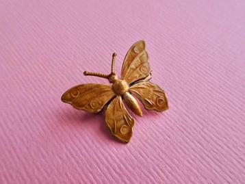 jwg Kleine Art Deco 30s vlinder broche bruin emaille vintage beschikbaar voor biedingen