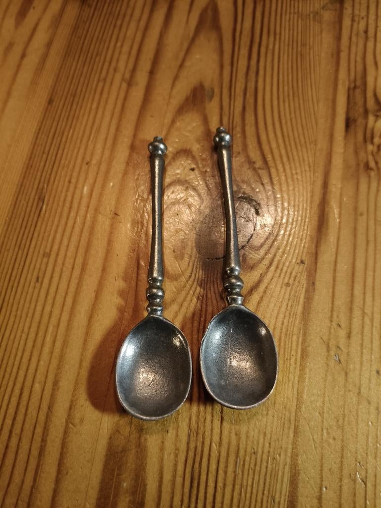 Antieke Tinnen Zoutlepeltjes - Set van 2, Antiek en Kunst, Ophalen of Verzenden
