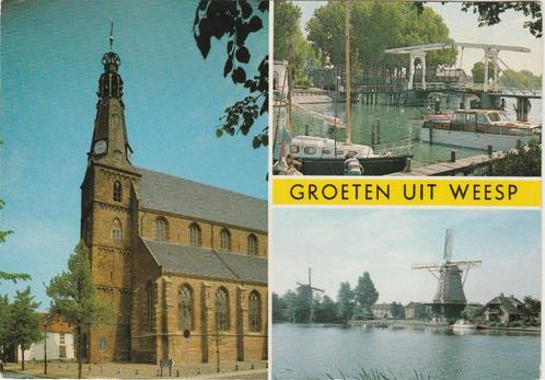 WEESP Kerk Haven Brug Vecht Molens Groeten, Verzamelen, Ansichtkaarten | Nederland, Gelopen, Noord-Holland, 1980 tot heden, Verzenden