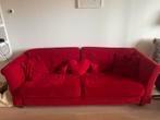 Rode Velours Bank - 3 persoons, Huis en Inrichting, Banken | Bankstellen, Ophalen, Gebruikt, Driepersoons, 75 tot 100 cm