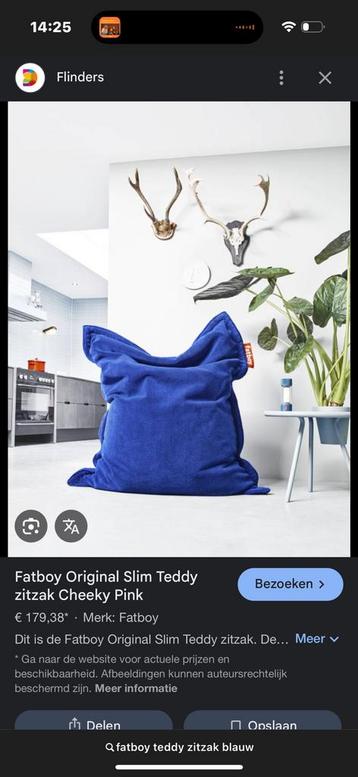 Fatboy zitzak Teddy Blauw beschikbaar voor biedingen