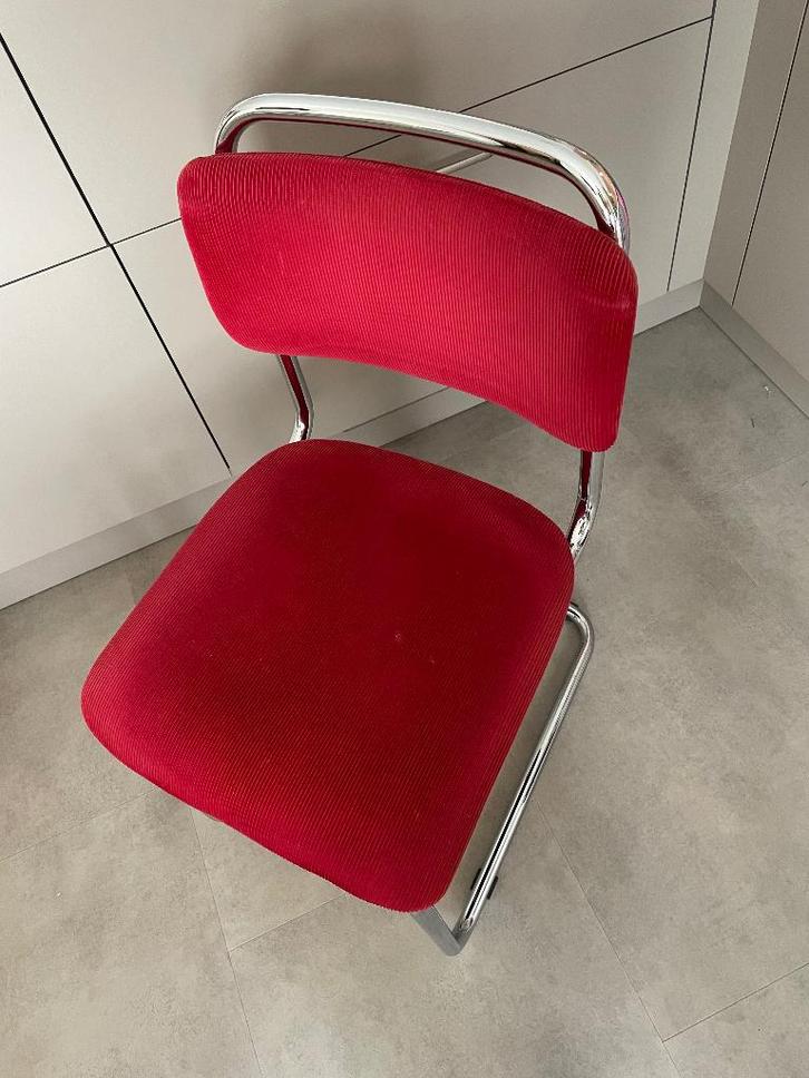 Gispen classic buisframe stoel rood, Huis en Inrichting, Stoelen, Gebruikt, Eén, Metaal, Stof, Rood, Ophalen