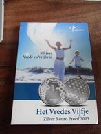 zilveren munt 5 euro het vredesvijfje, Koningin Beatrix, Zilver, Euro's, Ophalen of Verzenden