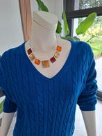 Steppin out blauwe trui koningsblauw xxl 42c44 v hals kabel, Blauw, Maat 42/44 (L), Ophalen of Verzenden, Zo goed als nieuw