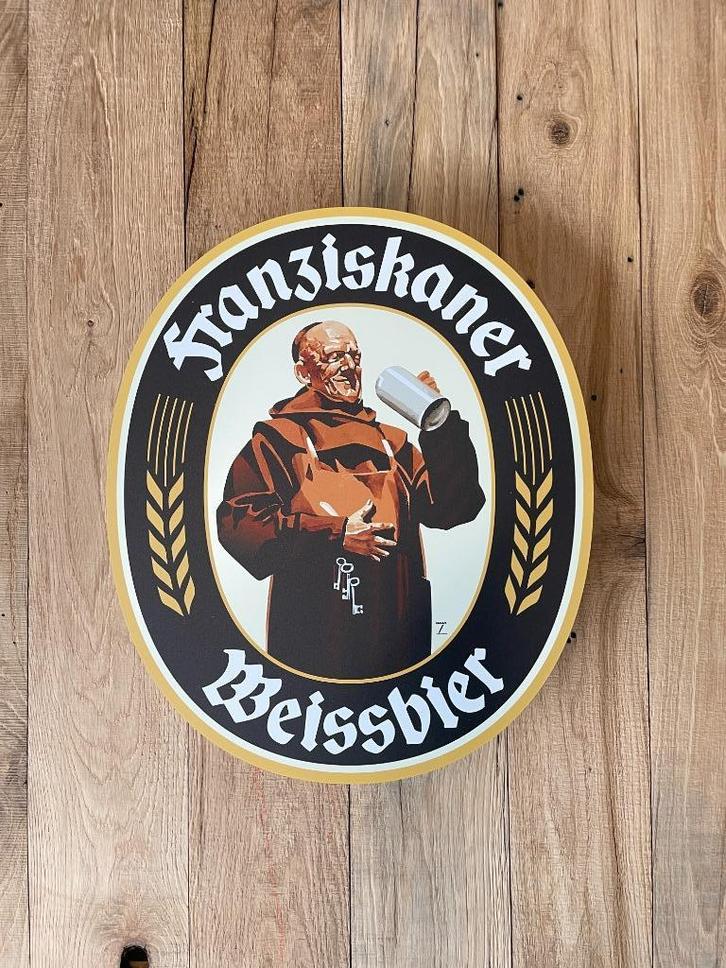 Reclamebord logo Franziskaner 40x50cm aluminium, Verzamelen, Biermerken, Nieuw, Reclamebord, Plaat of Schild, Overige merken, Verzenden