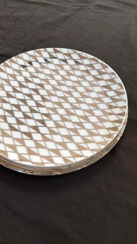 6 Dinerborden H&M Home Zilver Decor, Huis en Inrichting, Keuken | Servies, Zo goed als nieuw, Bord(en), Overige stijlen, Keramiek