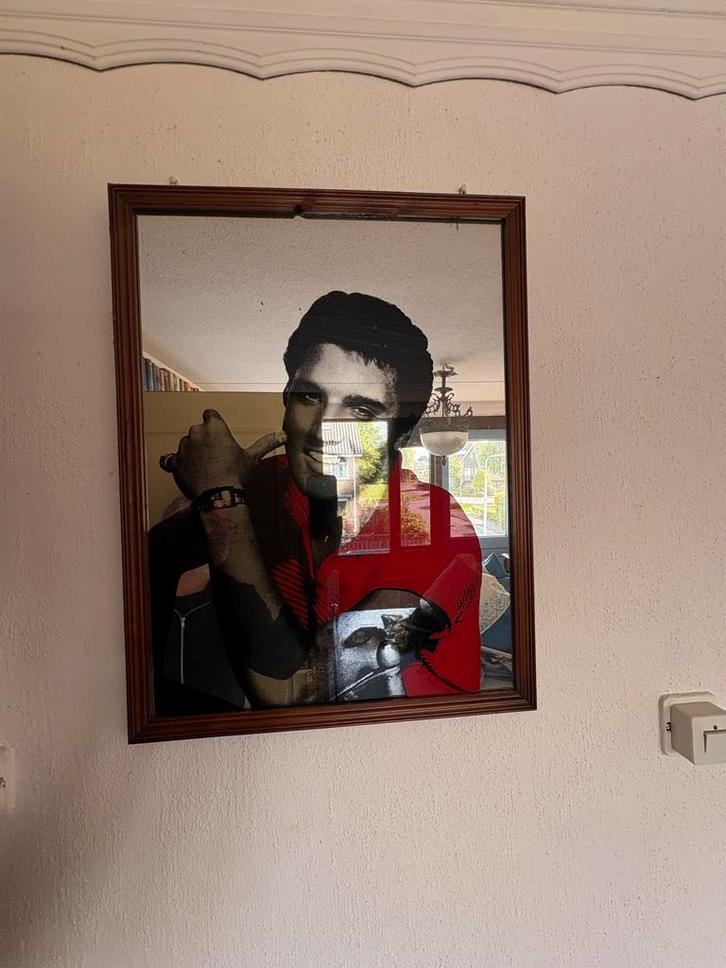 Spiegel met Elvis print, Huis en Inrichting, Woonaccessoires | Spiegels, Zo goed als nieuw, 50 tot 75 cm, 100 tot 150 cm, Rechthoekig
