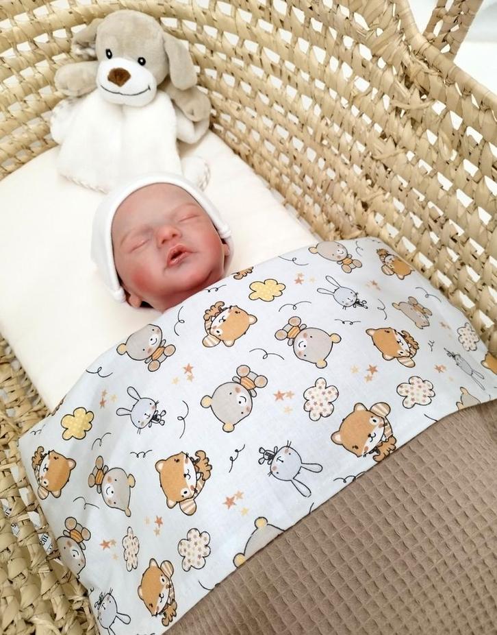 Babylakens wieglakens met lieve printjes, Kinderen en Baby's, Kinderkamer | Beddengoed, Nieuw, Deken of Dekbed, Wit, Jongetje of Meisje