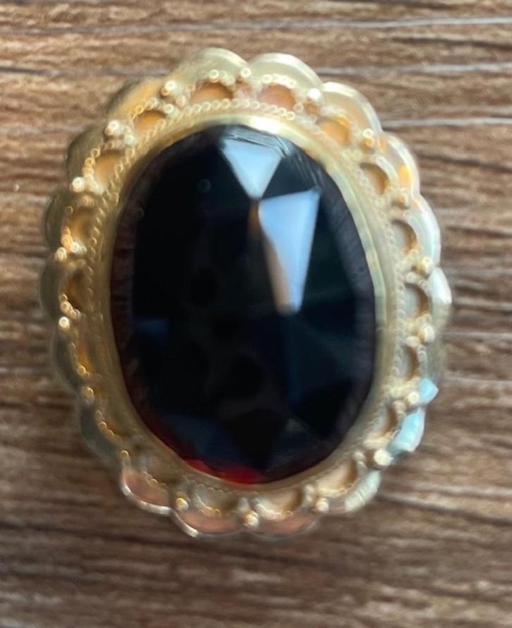 Vintage 14 karaat gouden hanger met granaat – ca. 1960, Sieraden, Tassen en Uiterlijk, Antieke sieraden, Hanger, Goud, Ophalen of Verzenden