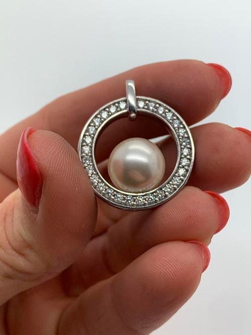 S962 Prachtige zilveren hanger met parel, Sieraden, Tassen en Uiterlijk, Kettinghangers, Zilver, Zilver, Overige voorstellingen