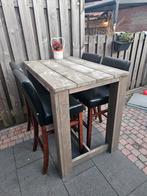 Leuke bartafel met 4 barkrukken (opknapper), Ophalen, Gebruikt, Steigerhout