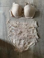 Brons goudkleurige BH 85B met 4 slips maat M ZGAN, Verzenden, BH