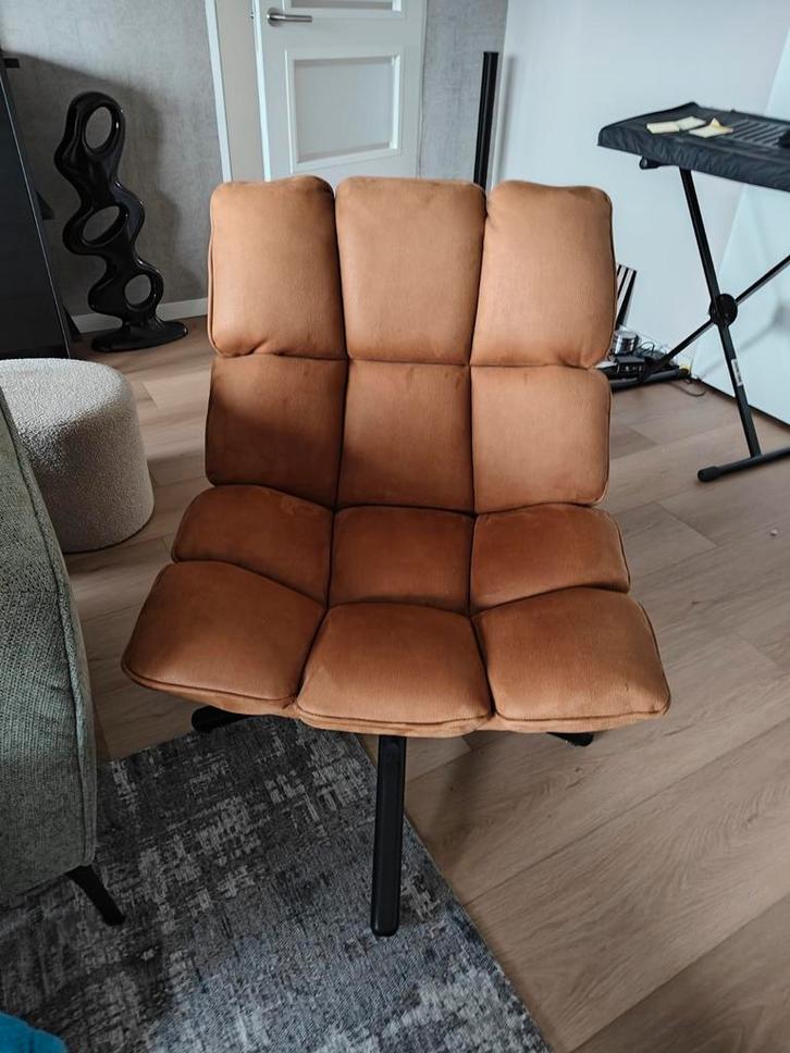 fauteuil Eleonora daan cognac, Huis en Inrichting, Fauteuils, Nieuw, Stof, 50 tot 75 cm, 75 tot 100 cm, Ophalen