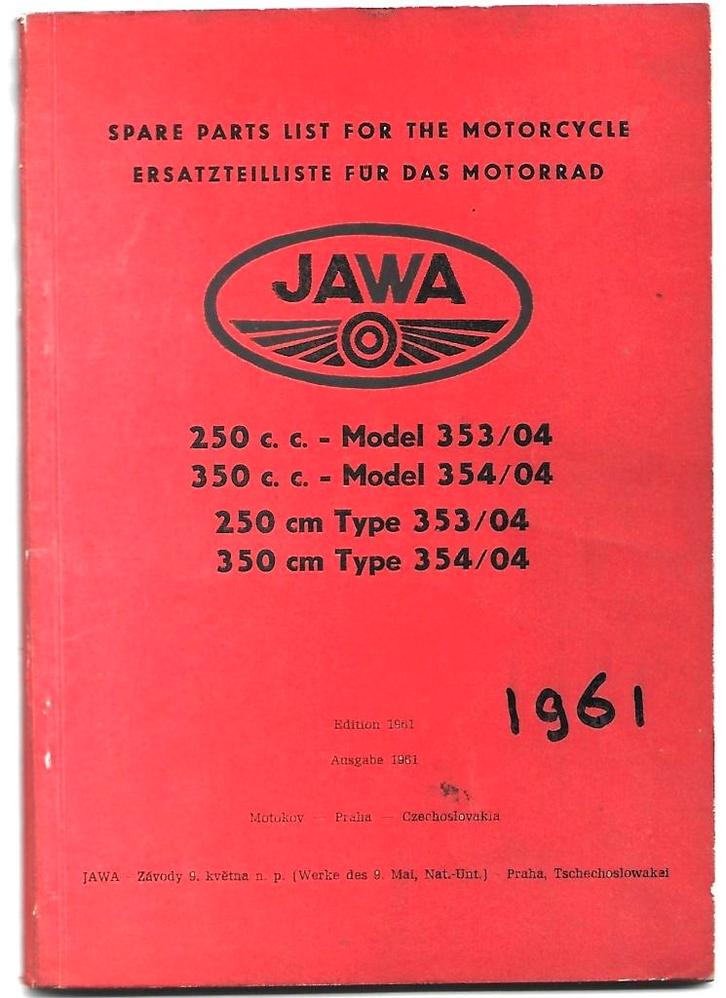 Jawa 250 Jawa 350 Ersatzteilliste Parts List (1632z), Motoren, Handleidingen en Instructieboekjes, Overige merken, Ophalen of Verzenden