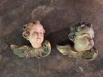 Houten engel angel putto goud uit hout gesneden kopjes, oud, Verzamelen, Beelden en Beeldjes, Ophalen, Gebruikt, Overige typen
