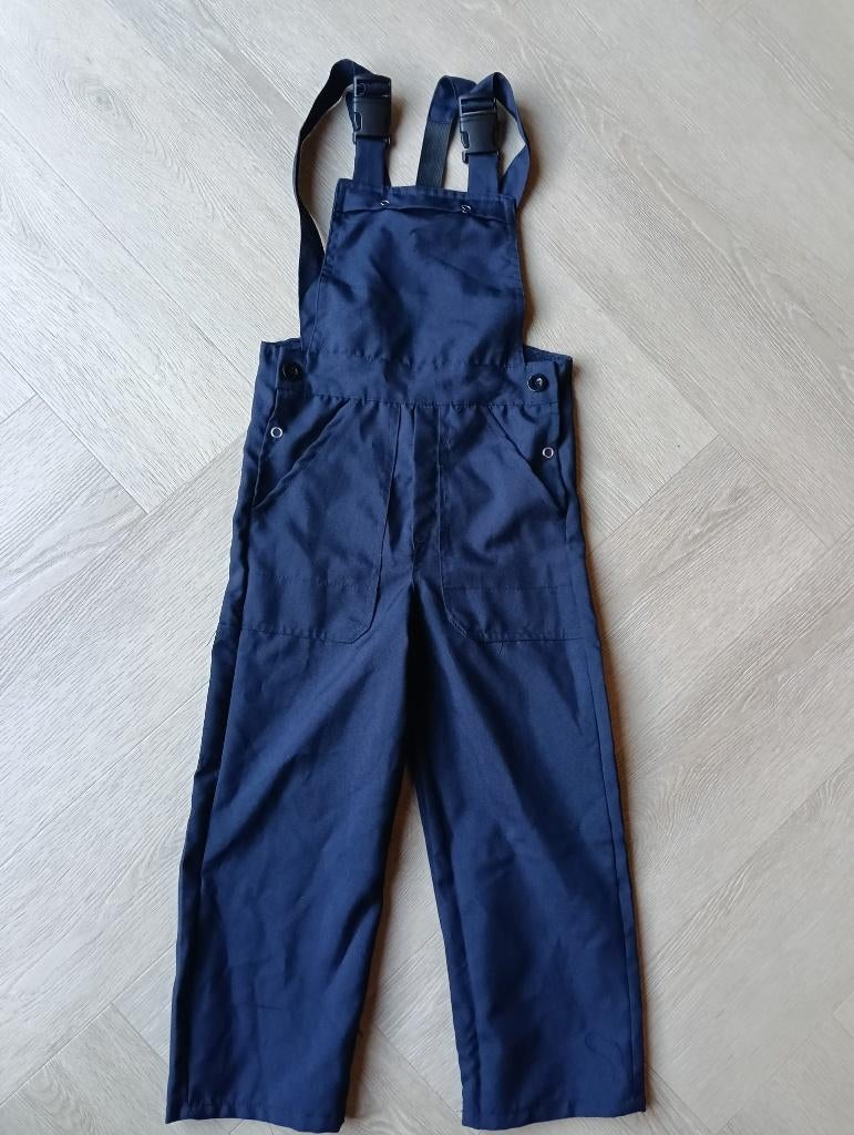 carnaval blauwe tuinbroek maat 116, Kinderen en Baby's, Carnavalskleding en Verkleedspullen, Ophalen, Zo goed als nieuw, 110 t/m 116