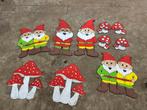 Tuin kabouters en paddestoelen set hout carnaval, Ophalen of Verzenden, Zo goed als nieuw