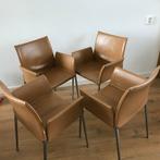 Set 4 IZGS Zanotta Lia Lea Lio design stoel bruin leer, Huis en Inrichting, Ophalen, Bruin, Leer, Zo goed als nieuw