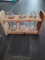 3 vaasjes met standaard 18x30x6,5 cm, Ophalen of Verzenden, Zo goed als nieuw, Glas, Minder dan 50 cm