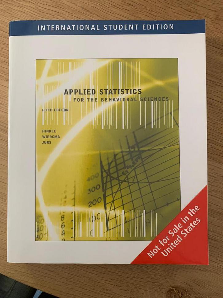 Applied Statics For The Behavioral Sciences Fifth Edition, Boeken, Studieboeken en Cursussen, Zo goed als nieuw, WO, Beta, Ophalen of Verzenden