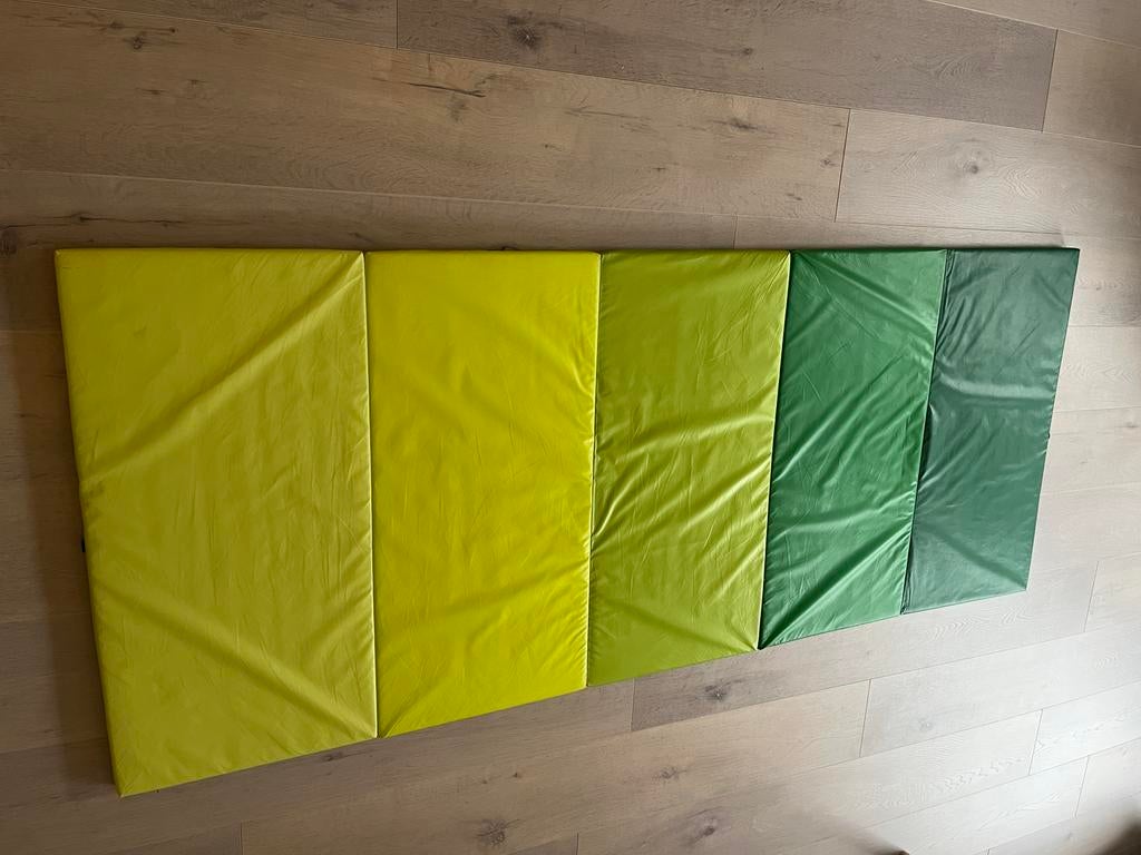 Ikea gymnastiekmatje geel/groen opvouwbaar, Sport en Fitness, Ophalen, Gebruikt