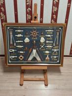 Maritieme Knopen Display in Houten Frame, Antiek en Kunst, Ophalen