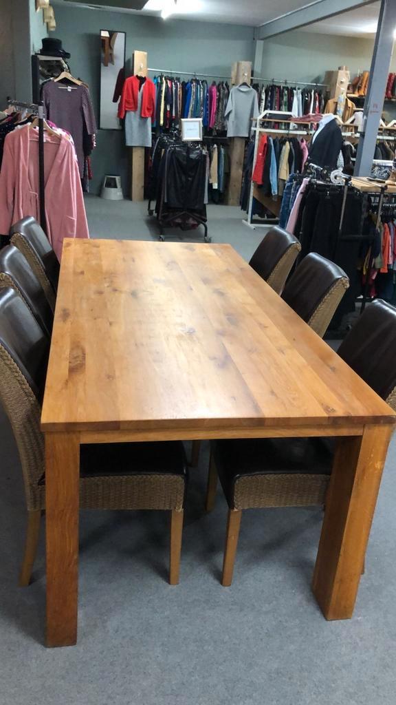 Eiken eettafel 2.20m, Huis en Inrichting, Tafels | Eettafels, Gebruikt, 200 cm of meer, Rechthoekig, Ophalen