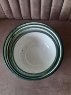 Emaille schalen set met groen randje, Ophalen of Verzenden