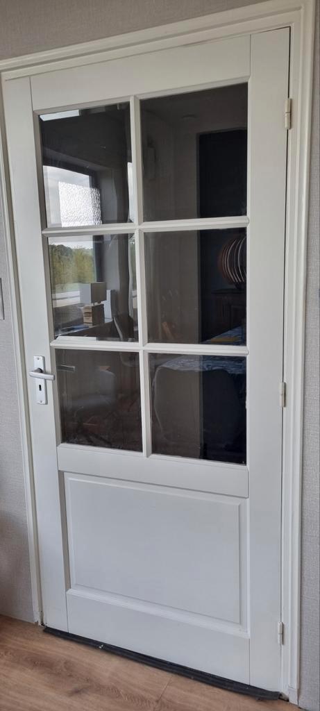 Glazen stompe binnendeuren 2x, Doe-het-zelf en Verbouw, Deuren en Horren, Zo goed als nieuw, Binnendeur, 200 tot 215 cm, 80 tot 100 cm