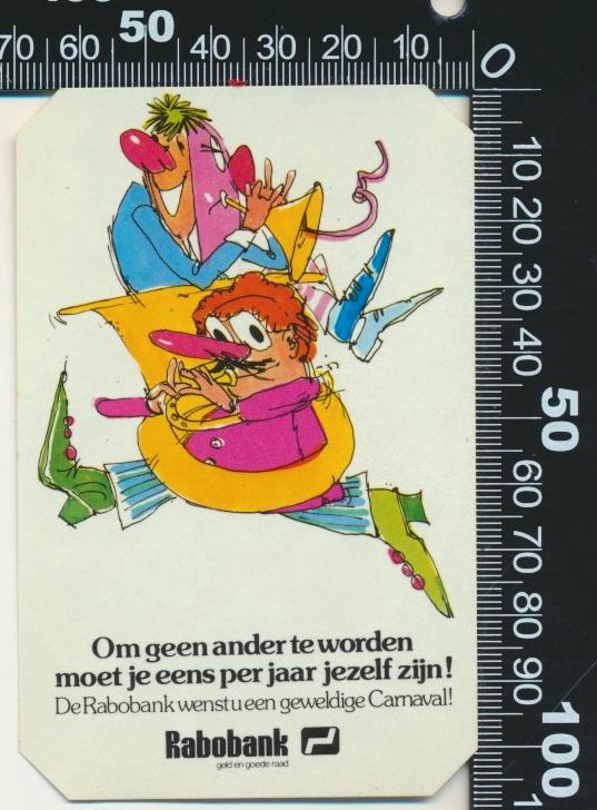 Sticker: Rabobank - Carnaval (8), Verzamelen, Stickers, Zo goed als nieuw, Bedrijf of Vereniging, Ophalen of Verzenden