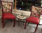 Vintage stoelen opnieuw gestoffeerde met echtleer en gobelin, Ophalen, Hout, Twee