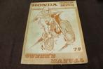 Honda CR250R Elsinore 1979 motorcycle owner's manual, Ophalen of Verzenden, Honda