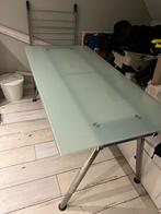 Stijlvol bureau met glazen blad 160x80, Huis en Inrichting, Bureaus, Ophalen, Gebruikt