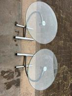 Twee bijzettafeltjes, Minder dan 55 cm, Gebruikt, Rond, Glas