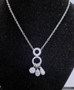 Mooie TI SENTO zilveren (925) ketting VASTE hanger 3 BEDELS, Sieraden, Tassen en Uiterlijk, Kettingen, Ophalen, Met edelsteen