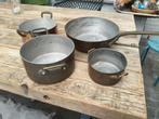 4 koperen pannen, Huis en Inrichting, Keuken | Potten en Pannen, Ophalen, Gebruikt, Overige materialen, Pannenset