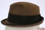 Vintage Gleufhoed Trilby Lembert beige grijs vilt 54 = XS, Hoed, Lembert, Ophalen of Verzenden, 57 cm (M, 7⅛ inch) of minder
