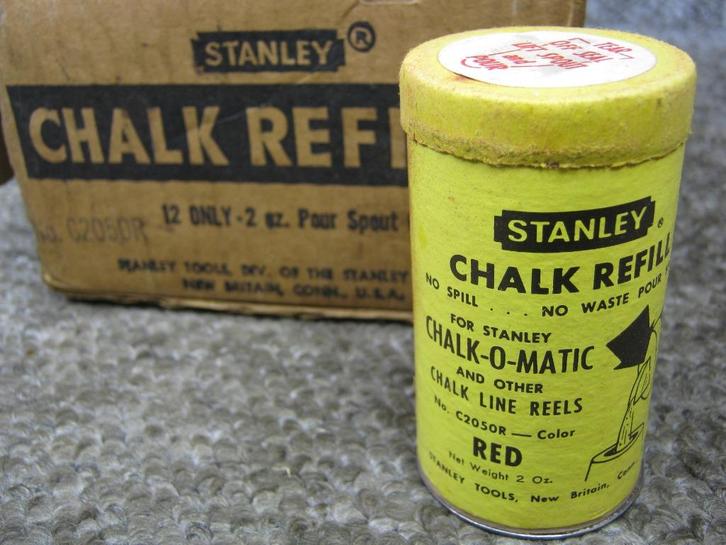 Kalklijn kalk blik. 2 oz. Kleur Rood. Stanley USA, Antiek en Kunst, Antiek | Gereedschap en Instrumenten, Verzenden