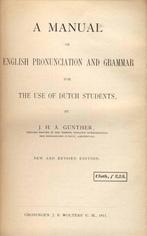 A Manual of English Pronunciation and Grammar, Ophalen of Verzenden, J.H.A. Günther