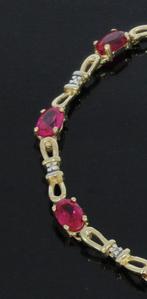 Robijnen diamanten fraaie gouden dames armband luxe, Sieraden, Tassen en Uiterlijk, Armbanden, Voordeelsieraden, Ophalen of Verzenden