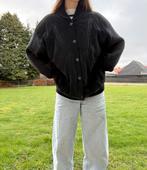 Vintage Westbury Wollen Leren Bomber Jas - XL, Zwart, Maat 46/48 (XL) of groter, Ophalen of Verzenden, Gedragen