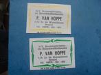 2 oude lucifermerken Brandstofhandel P. van Hoppe in REUSEL, Ophalen of Verzenden, Zo goed als nieuw, Luciferdoosjes of -merken