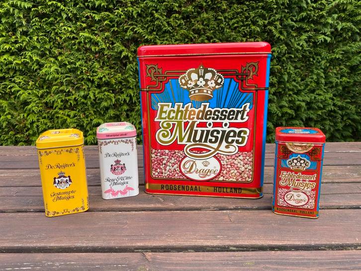 Blikken muisjes en gestampte muisjes anijsblokjes, Verzamelen, Blikken, Gebruikt, Overige, Ophalen of Verzenden