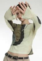 Vintage top Y2K grunge stijl Patchwork design lange mouwen, Ophalen of Verzenden, Nieuw, Maat 38/40 (M), Lange mouw