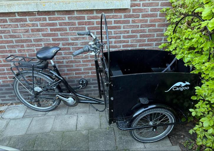 CANGOO TOUR ZWART ELEKTRISCH BAKFIETS, Fietsen en Brommers, Fietsen | Bakfietsen, Gebruikt, Overige merken, 4 kinderen of meer